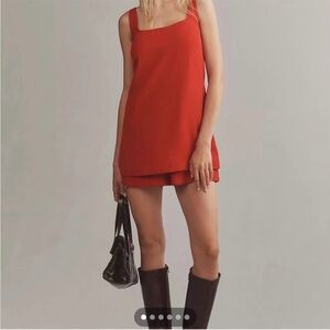 Anthropologie Red Jumpsuit